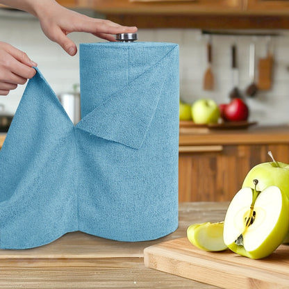 Microfiber Cleaning Cloths Reusable Paper Towel Roll Replacement – Washable Absorbent Tear-Away Dishcloths for Kitchen