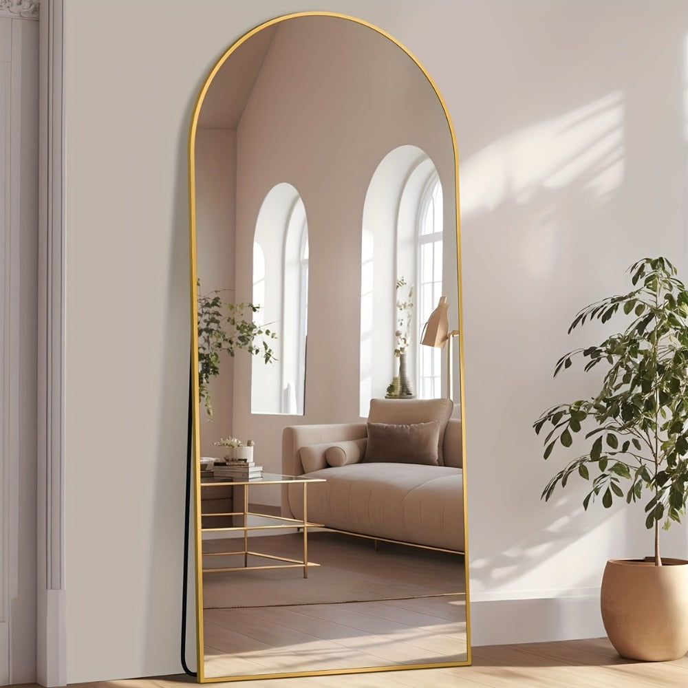 Full Length Mirror Floor Mirror Freestanding 58x18 Inch Arched Full Body Mirror Wall Mounted for Entryways, Bedrooms and Living Spaces
