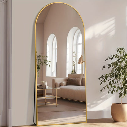 Full Length Mirror Floor Mirror Freestanding 58x18 Inch Arched Full Body Mirror Wall Mounted for Entryways, Bedrooms and Living Spaces