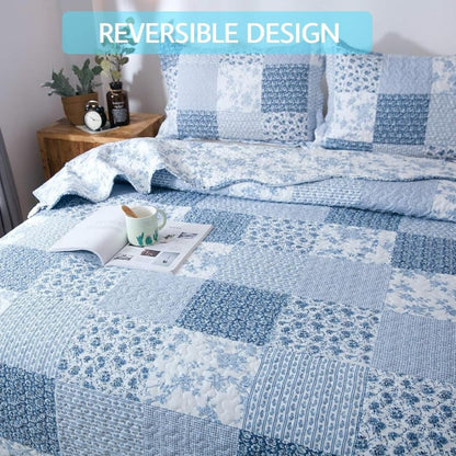 Floral Quilt Set Lightweight Bedspread Coverlet 2 or 3-Piece, All Season Hypoallergenic Breathable Paisley Patchwork Print Quilt for Bedroom