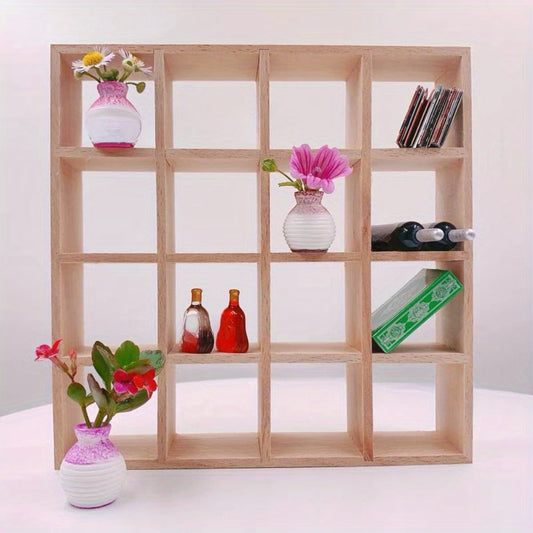 Dollhouse Miniature Display Cabinet 1:12 Scale 16-Compartment Modern Storage Shelf Organizer – Miniature Furniture Accessory for Dollhouse
