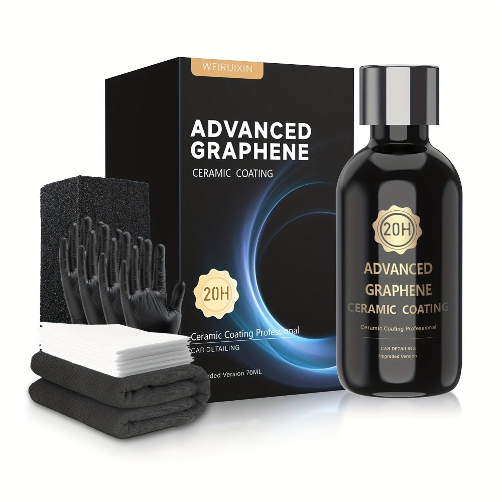 Graphene Ceramic Coating Kit 70ml – 20H Ultra High Gloss Car Paint Protection, 10+ Year Long-Lasting Shield