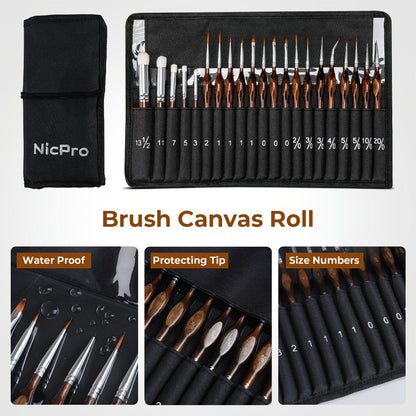 Miniature Paint Brush Set with Cloth Roll Detail Brushes for Acrylic Oil with the Listed Color, Size or Set Options for Everyday Use