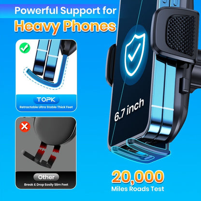 Dashboard Phone Mount with Adhesive Base, Adjustable Multi-Joint Arm and Black Spring-Grip Cradle