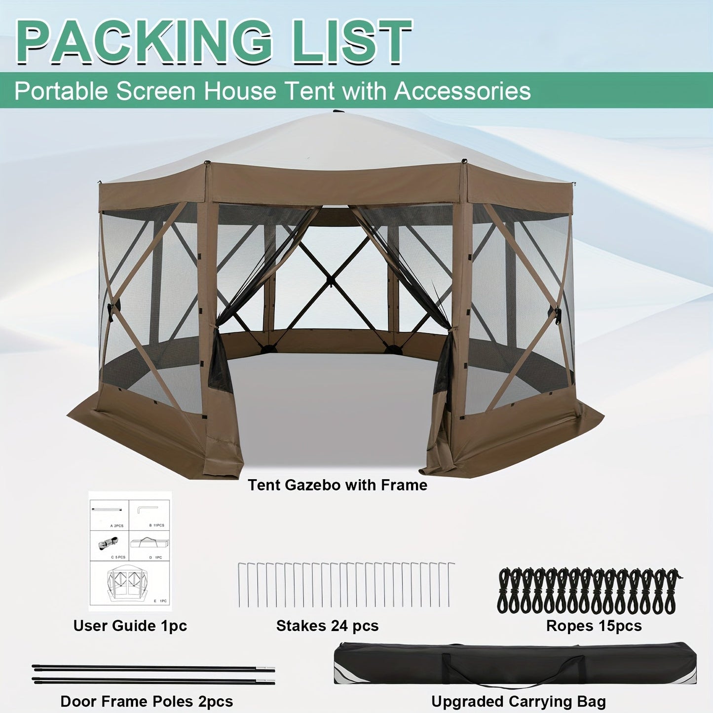 Pop-Up Canopy Tent 15ft Mosquito Net Screen House UV50+ for Garden, Yard and Pest Management
