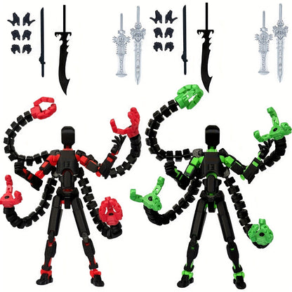 2pcs T13 Multi-Joint Action Figure Robot Set – 3D Printed Articulated Nova T-13 Mobile Robot Doll Desktop Decoration Game Enthusiast