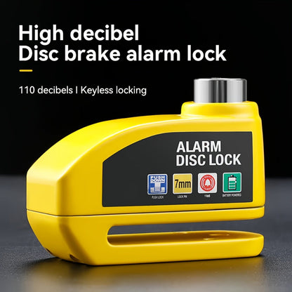 Motorcycle Disc Brake Lock with 110dB Alarm, Anti-Theft Security Lock for Motorcycles Bicycles Scooters, Motion-Activated Loud Alarm Wheel