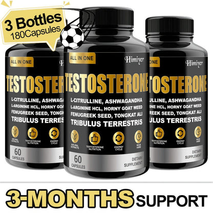 Male Testosterone Support Capsules with Maca Root, Epimedium, L-Citrulline & Ashwagandha, Men's Vitality