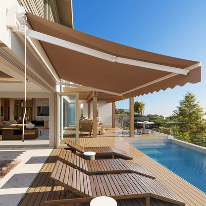 Retractable Awning Patio Manual Crank Aluminum UPF80+ for Garden, Patio and Yard Use, with the Listed Configuration