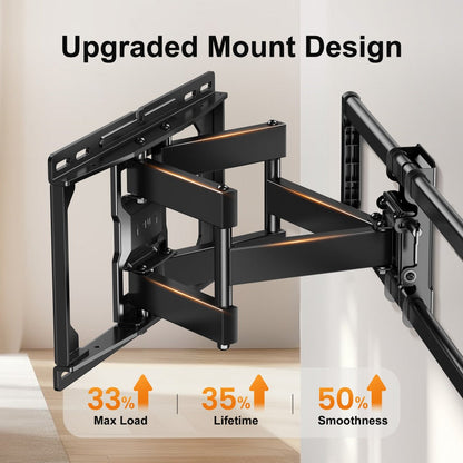 Full Motion TV Wall Mount 40-86 Inch – Holds 132 lbs, Pre-Assembled, Tool-Free Tilt Swivel Extend, VESA 600x400mm