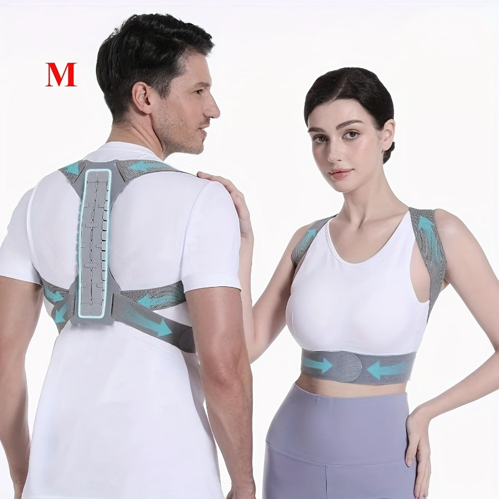 Grey Adjustable Posture Brace with Shoulder Straps and S, M, L or XL Size Options for Daily Routines