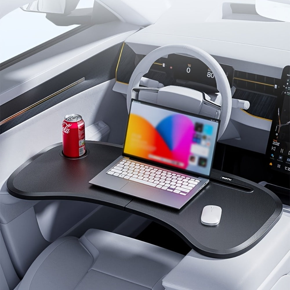 Car Laptop Desk Foldable – Portable Steering Wheel Tray Table | Multi-Function Work & Dining Surface for Car