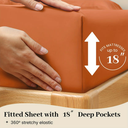 Bed Sheet Set California King 6-Piece Microfiber with 18-Inch Pocket and Sixteen Solid Color Choices