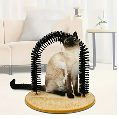 Cat Arch Self-Grooming Toy with Massage Bristles – Interactive Scratch & Groom Station for Cats and Kittens, Stimulating Rubbing Arch