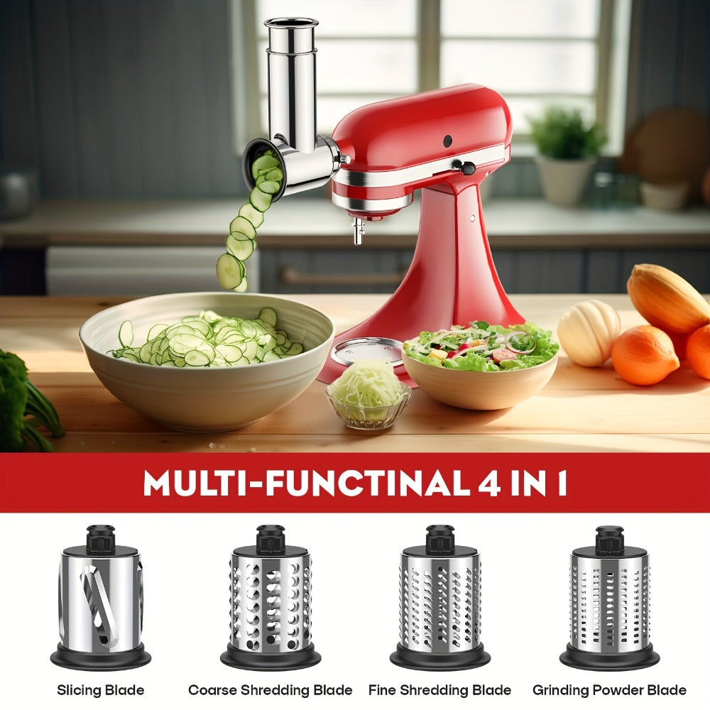 Stainless Steel Slicer Shredder Attachment for Stand Mixers with 4 Blades for Entryways, Bedrooms and Living Spaces