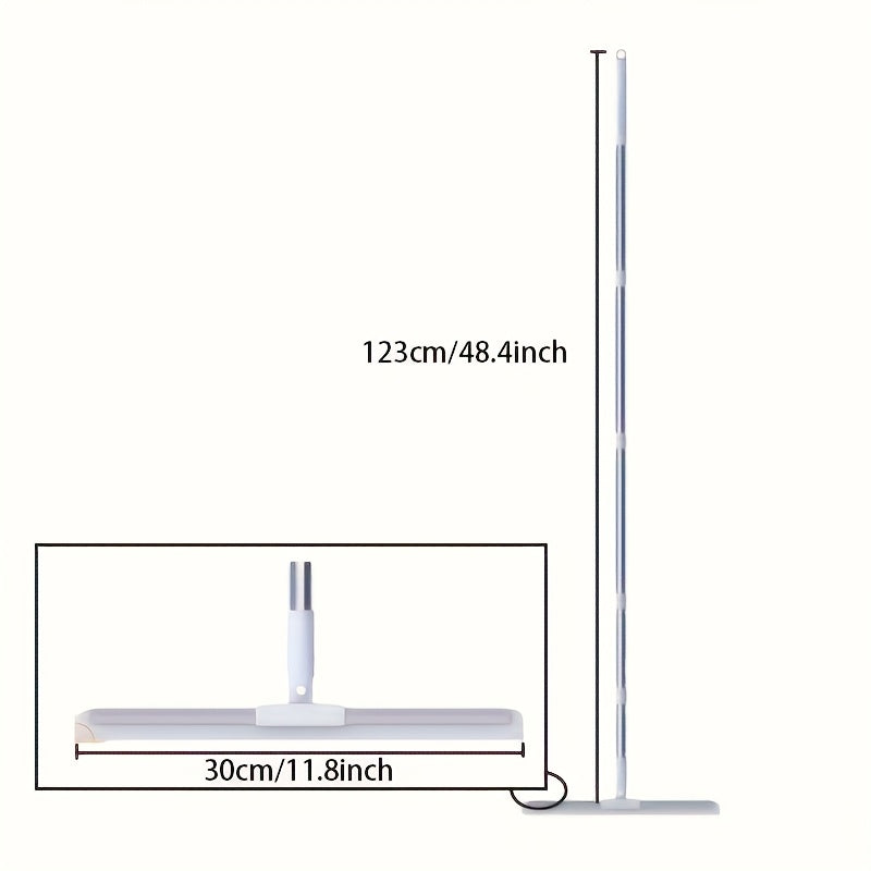 Silicone Squeegee Broom with Detachable Rotatable Head Long Stainless Steel Handle Floor for Entryways, Bedrooms and Living Spaces