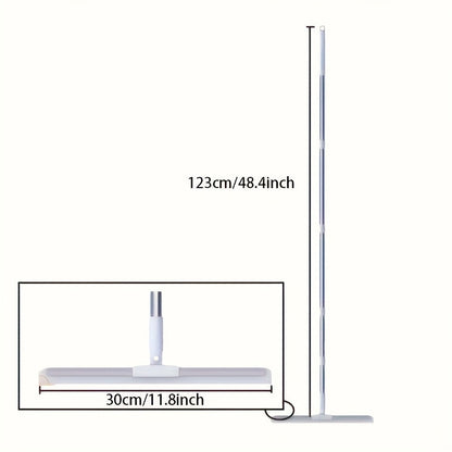 Silicone Squeegee Broom with Detachable Rotatable Head Long Stainless Steel Handle Floor for Entryways, Bedrooms and Living Spaces
