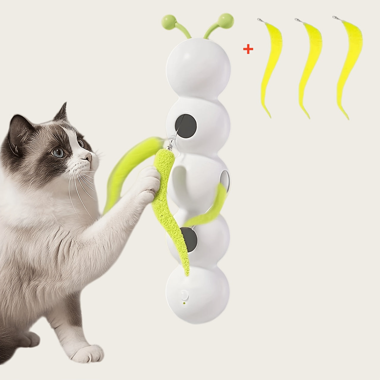 Automatic Caterpillar Cat Toy Interactive Electric Teaser for Indoor Cats – Self-Moving Worm Chasing Toy Stimulates Hunting Instincts Keeps