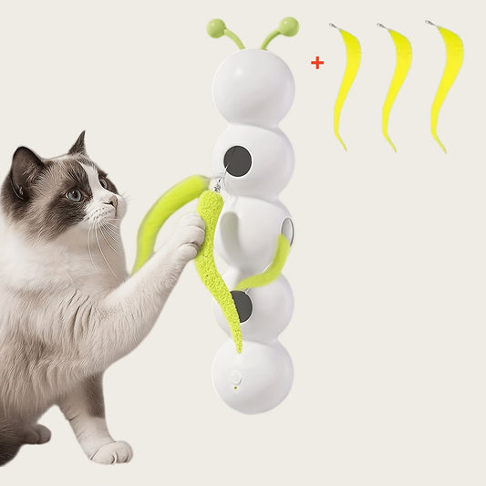 Automatic Caterpillar Cat Toy Interactive Electric Teaser for Indoor Cats – Self-Moving Worm Chasing Toy Stimulates Hunting Instincts Keeps