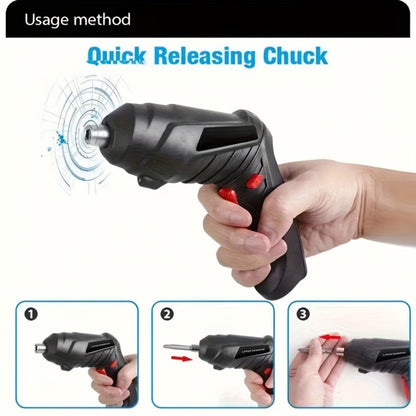 Cordless Electric Screwdriver Mini Drill, Rechargeable Lithium Battery, Compact Design for DIY & Tight Spaces