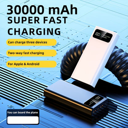 Power Bank 30000mAh 22.5W with Two-Way Charging, Dual USB, USB-C and Digital Display in White
