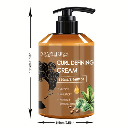 Curl Setting Cream with Castor Oil 280ml – Moisturizing Long-Lasting Curl Definition & Frizz Control, Non-Greasy Lightweight Formula