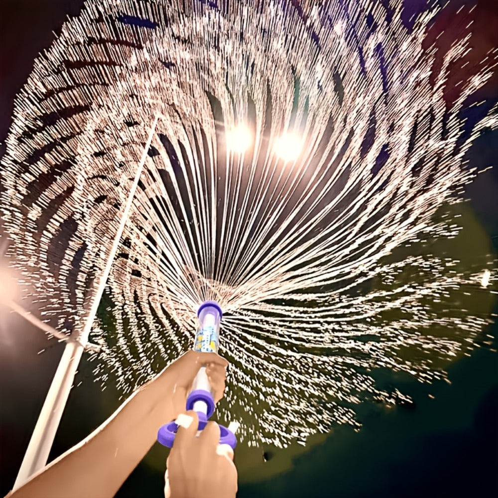 Firework-Shape Manual Water Blaster Set with Three or Six Pull-Push Wands in Blue, Purple and Pink