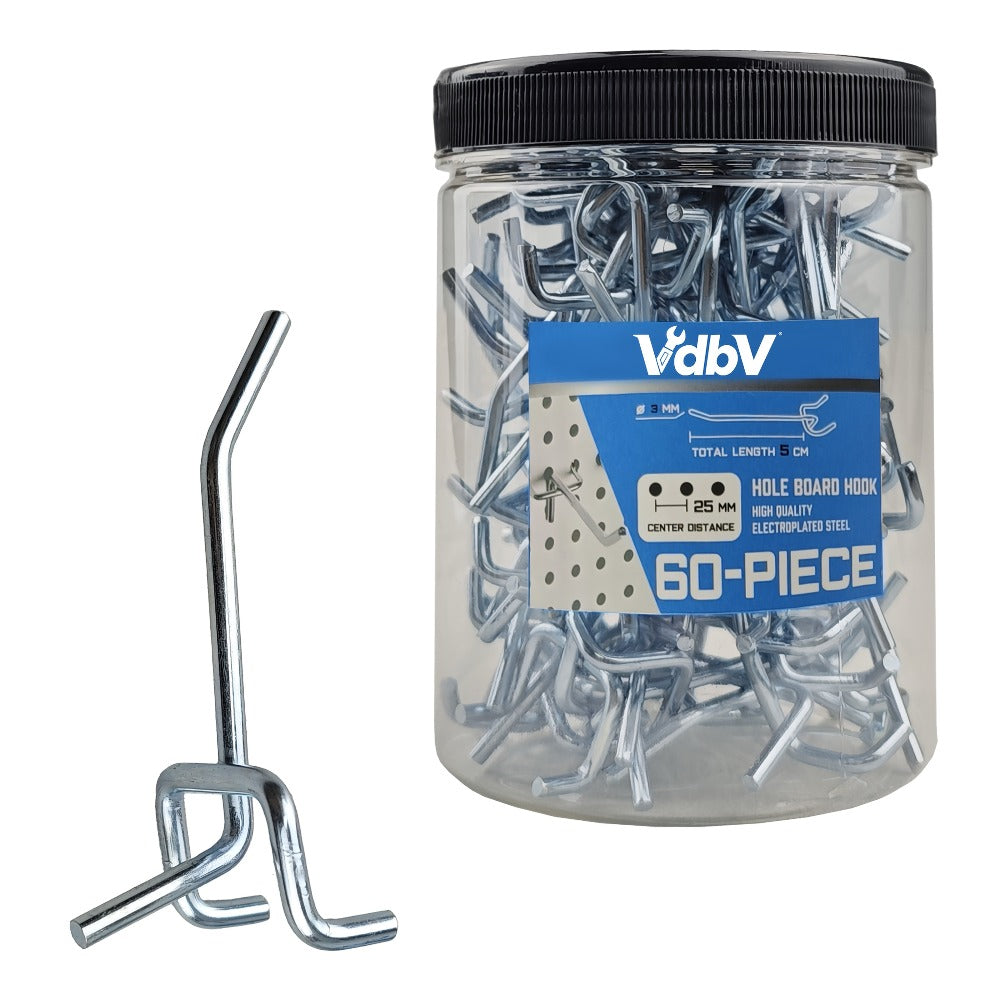Pegboard Hooks 60pcs Stainless Steel 2 Inch Single Hole – 1-Inch Spacing Board Hooks for Tool Organization in Garage Workshop Warehouse