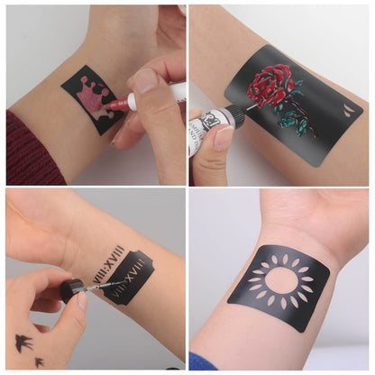 Twenty-Piece A5-Labeled Tattoo Stencil Kit002 with Animal, Symbol and Geometric Pattern Designs