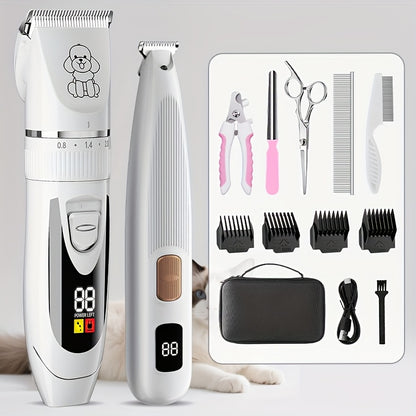 Pet Grooming Kit with Quiet Rechargeable Clippers – Cordless Electric Shaver & Complete Tool Set for Dogs and Cats