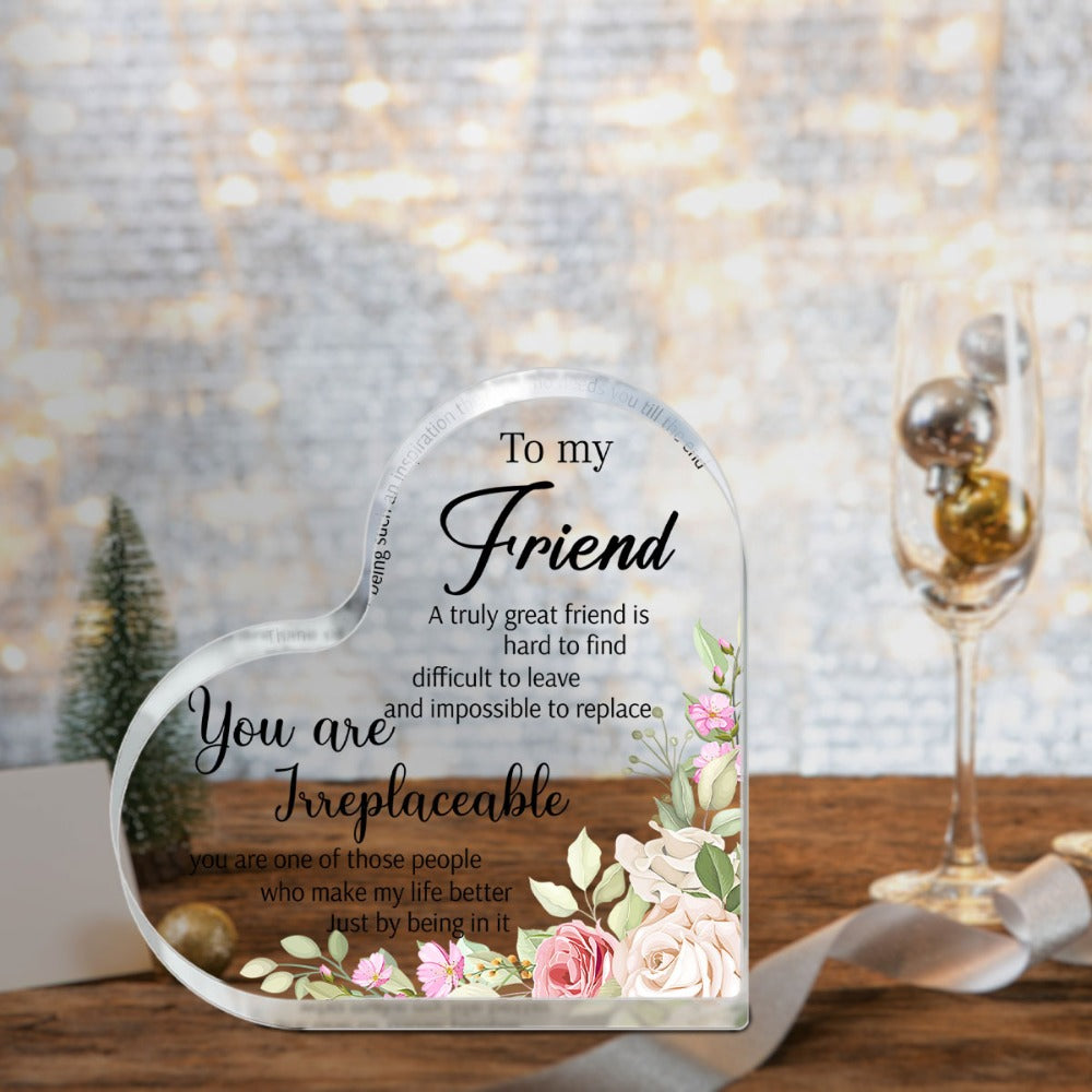 Sunflower Acrylic Friendship Gift for Women, Bestie Birthday Christmas Thank You Present Unbiological Sister BFF Keepsake
