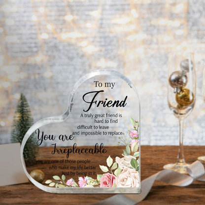Sunflower Acrylic Friendship Gift for Women, Bestie Birthday Christmas Thank You Present Unbiological Sister BFF Keepsake