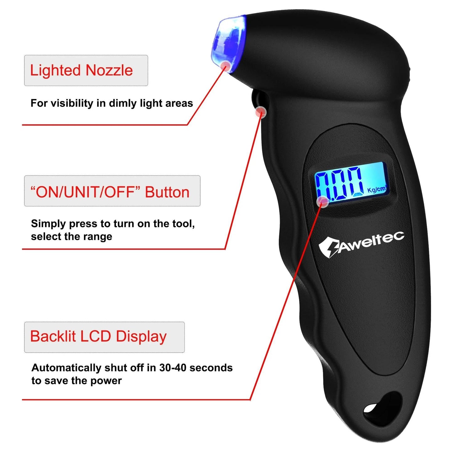 Digital Tire Pressure Gauge 2-Pack 150 PSI – Backlit LCD, 4 Modes PSI/Bar/KPA/Kgf, Non-Slip Grip for Car, Truck, Motorcycle & Bicycle