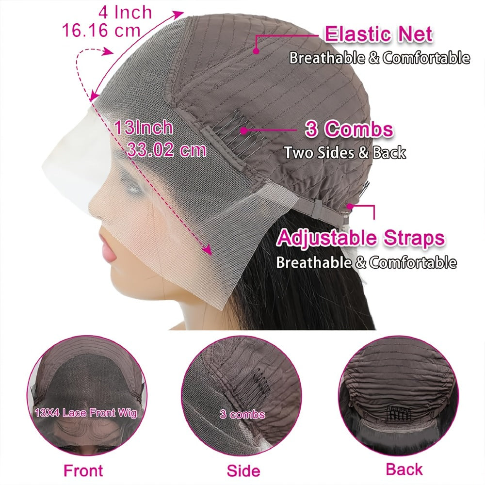 Body Wave Lace Front Wig 13x4 HD Transparent Lace 30 Inch Human Hair Glueless Bye Bye Knots Pre, for Home, Travel and Salon Hair Styling