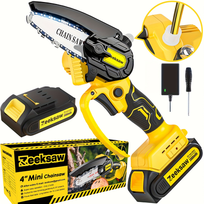 Cordless Mini Chainsaw 8 Inch with 2x2.0Ah Batteries & Charger, Auto Oiler, Chain Tensioning, 26ft/s Speed for Tree Branches & Yard Work