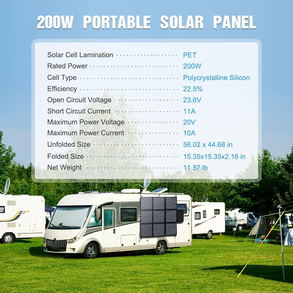 Foldable Solar Panel 120W 200W 300W 400W 22.5% High Efficiency Monocrystalline Portable Outdoor for Garden, Pathway and Patio Lighting