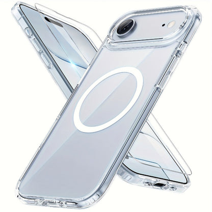 Phone Case Clear TPU and PC Three-Piece Bundle with Screen and Camera Lens Protectors for Select iPhone Models