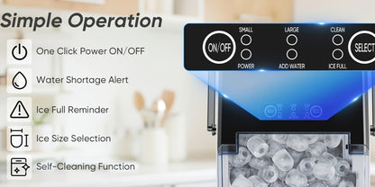 Countertop Bullet Ice Maker with 26.5 lb Daily Label, 9 Cubes per 6 Minutes, 1.5L Tank and Two Colors