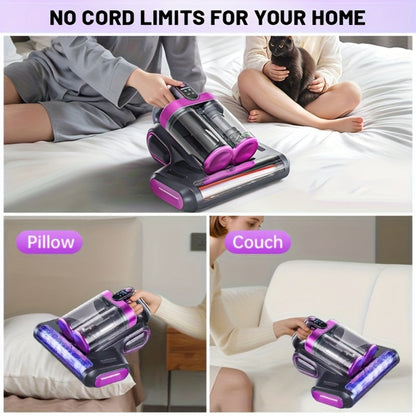 Mattress Vacuum Cleaner Handheld 16kPa Suction with UV Lamp & 80000RPM Soundwave Technology – Portable Dual Cup Bed Vacuum for Dust Mites