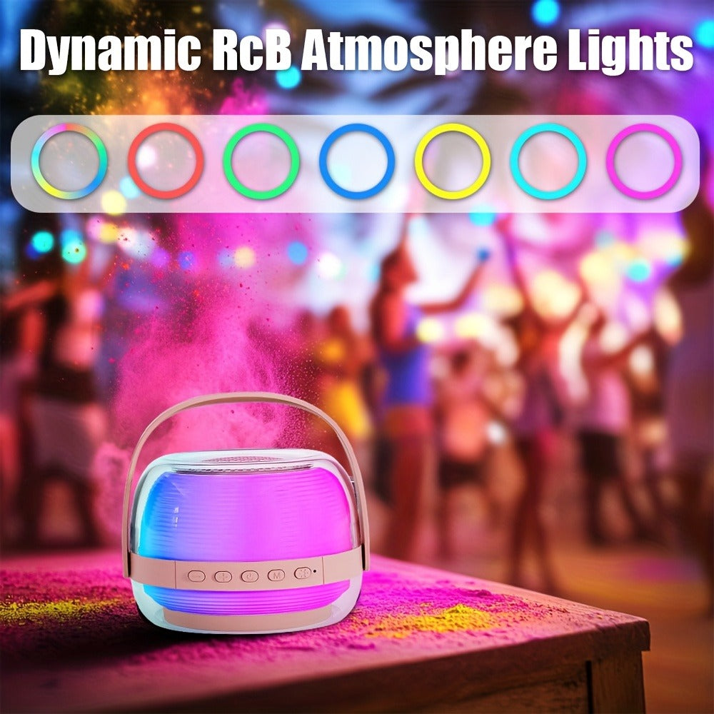 Portable Karaoke Machine with 2 Wireless Microphones, 3-Piece Bluetooth Speaker Set, Ambient Night Lamp Lighting