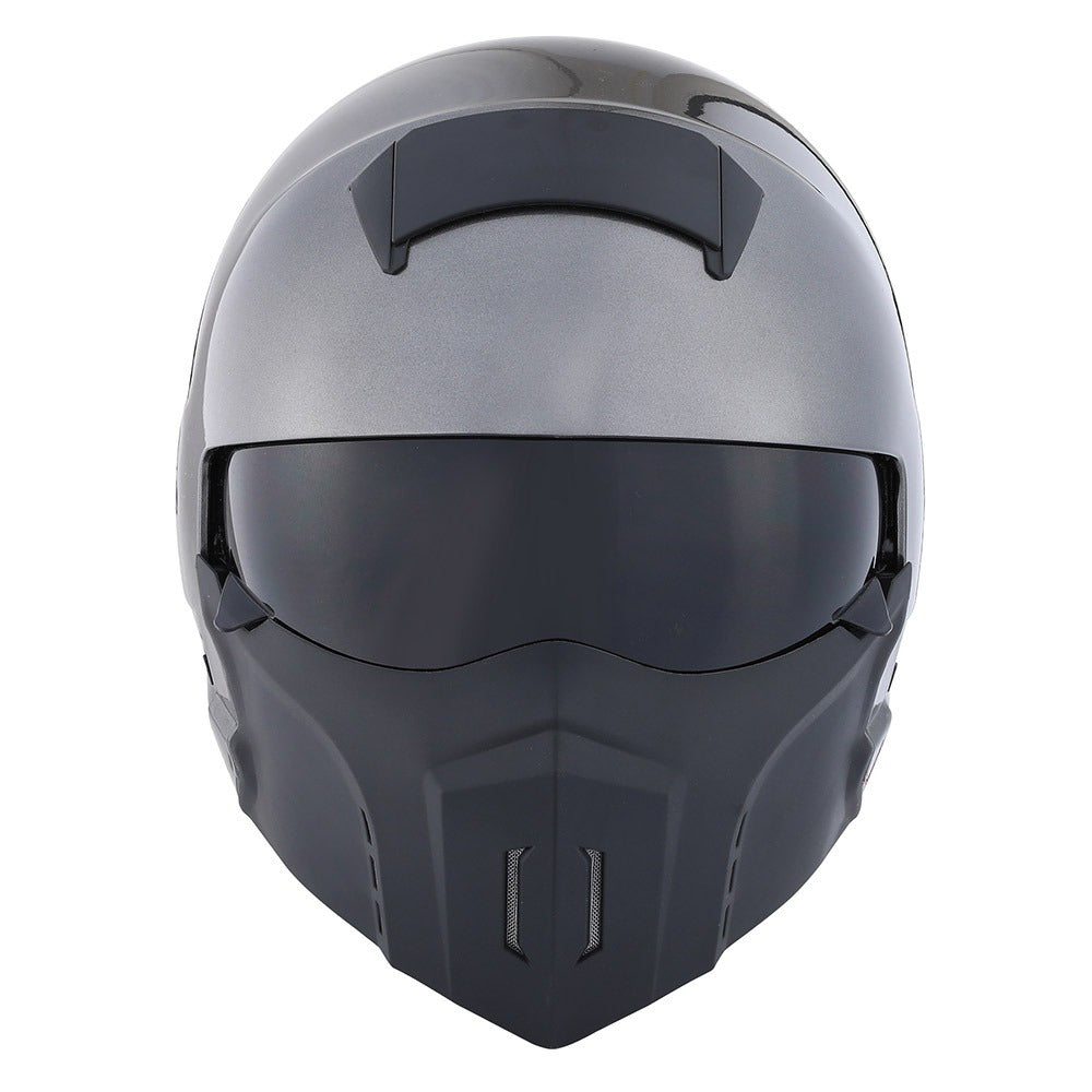 Motorcycle Helmet Convertible Full/Open-Face Shell with Detachable Mask, Smoked Shield, S-XL Sizes and Multiple Styles