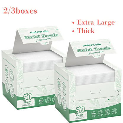 Disposable Face Towels Jumbo Ultra- Extra Thick, Highly Dry Wet Dual-Use Facial Wipes for Makeup Removal