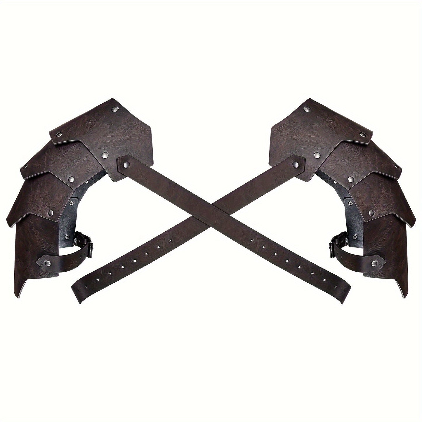 Medieval Shoulder Armor Double Pauldron for Men & Women – Embossed PU Faux Leather Warrior Pauldrons for Halloween LARP Cosplay Renaissance