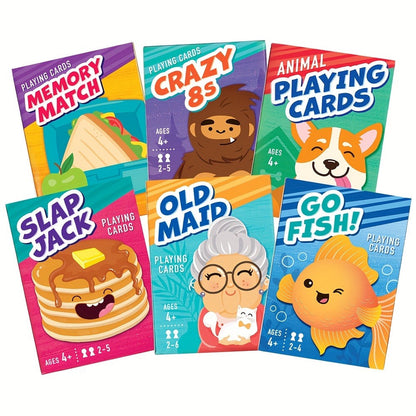 Kids Card Games 6 in 1 Set with 6 Decks Go Fish Old Maid Crazy Eights Memory with the Listed Color, Size or Set Options for Everyday Use