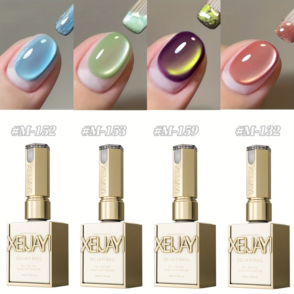 Four-Piece Cat Eye Gel Polish Set in Photo-Frame Bottles with 152, 153, 159 and 132 Color Codes