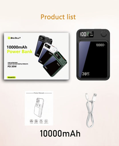 Power Bank Magnetic 6000-15000mAh with 30W Wired, 15W Wireless, Dual USB-C and Display in Four Colors