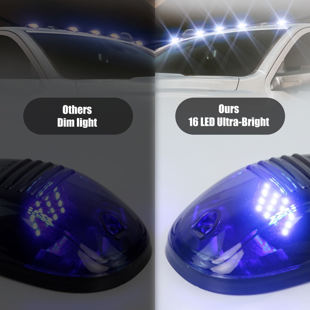 5pcs LED Cab Roof Marker Lights 16/24 LED 12V Super Bright UV-Resistant ABS Lens with Wiring Harness Kit for 2003-2018 Pickup Trucks 1500
