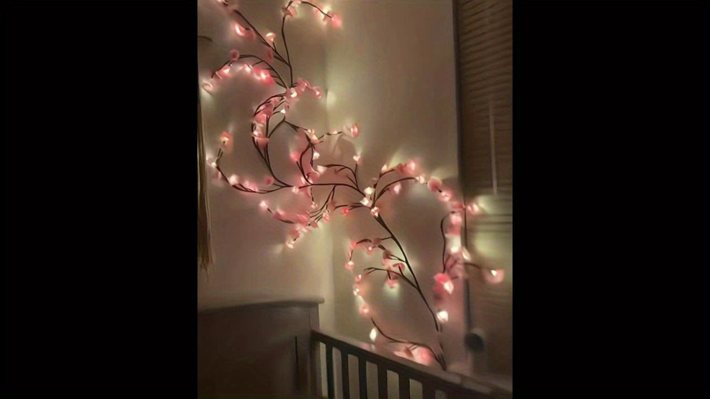 String Lights, Cherry Blossom Branch Chandelier with USB Power, Eight Modes and Four LED-and-Length Options
