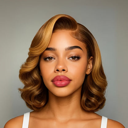 Lace Front Wig Human Hair Body Wave Bob with 13x4 HD Lace, 4/27 Ombre and 10-16in Length Choices