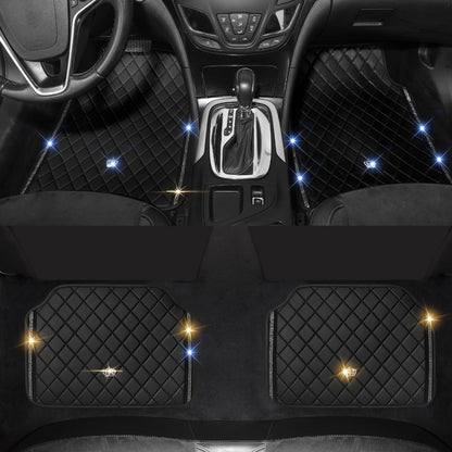 Quilted Crown Car Floor Mats, Four-Piece Set in Red, Black or Prismatic Embossed Style Options